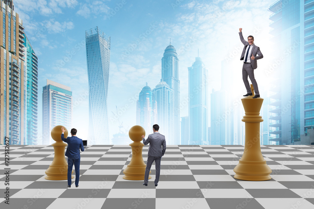 Businessman shouting in the game of chess Businessman shouting in the game of chess