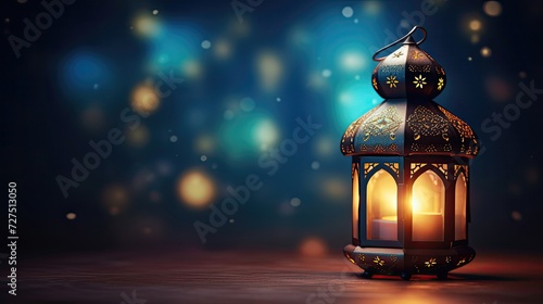 Ramadan Background With Glowing Lantern And Stars