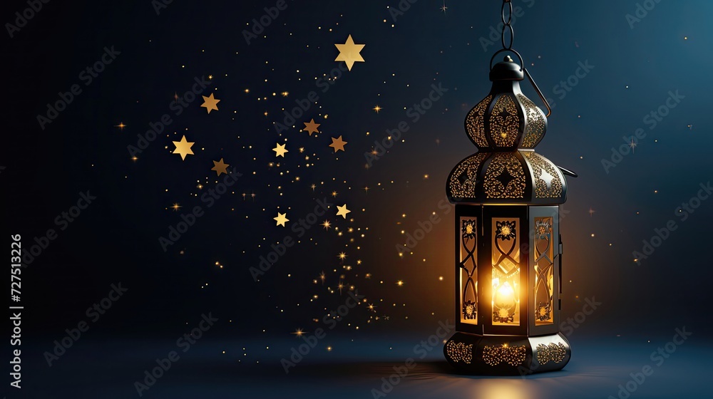 Ramadan Background With Glowing Lantern And Stars Ramadan Background With Glowing Lantern And Stars