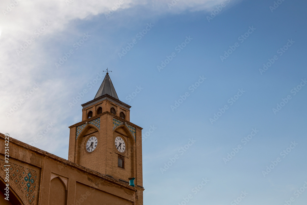 Clock tower of The Holy Savior Cathedral in Esfahan, Iran with perfect details. Clock tower of The Holy Savior Cathedral in Esfahan, Iran with perfect details.