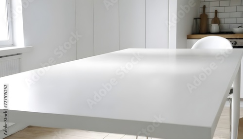 empty clean table in front of kitchen, modern interior design