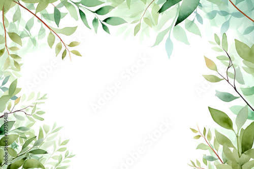 Watercolor botanical leaf frame background with copy space for wallpaper card cover invitation decoration