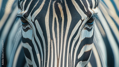 Striped Stare: A Macro Shot of a Zebra Face on Film