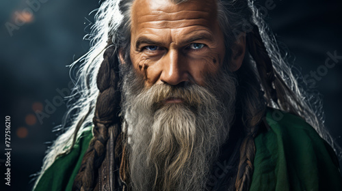 A Portrait of A Fearless Powerful Warrior Viking old man face