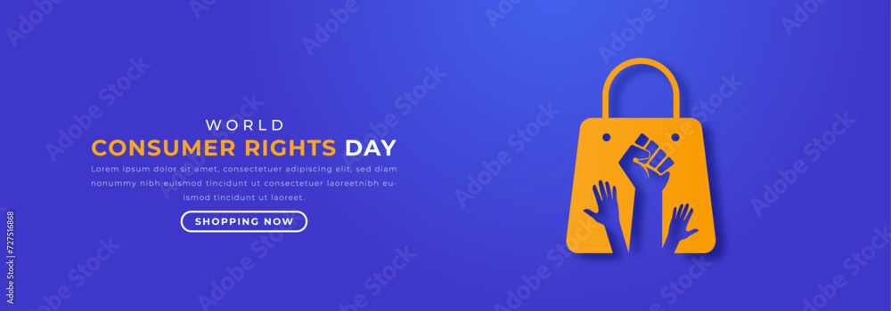 World Consumer Rights Day Paper cut style Vector Design Illustration for Background, Poster, Banner, Advertising, Greeting Card - obrazy, fototapety, plakaty 