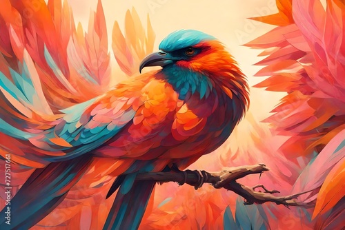 a painting of a bird flying in the sky, artwork of a phoenix, ''wallpaper of a phoenix, beautiful, fiery bird, vibrant digital painting, ''wallpaper of a phoenix © bryan