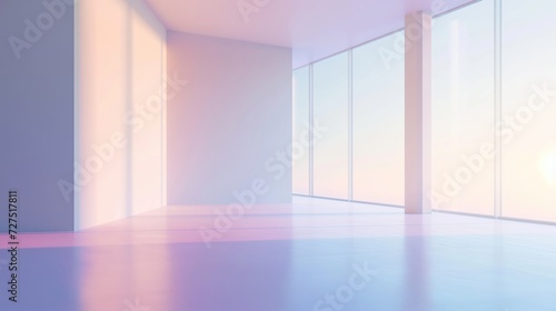 Colorful lights in indoor spaces with creative and minimal style. Abstract white room and pink color gradient studio background for product presentation. 3d room with copy space.