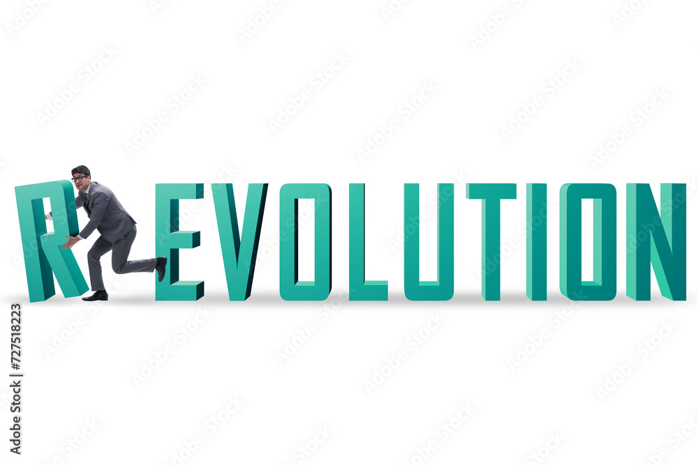Evolution turning into revolution concept Evolution turning into revolution concept
