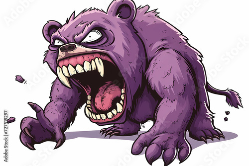 Angry zombie bear roaring cartoon