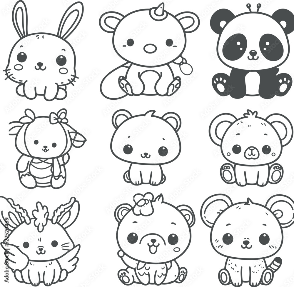 Cute Deer collections Cartoon character hand drawn  vector illustrations generated by Ai