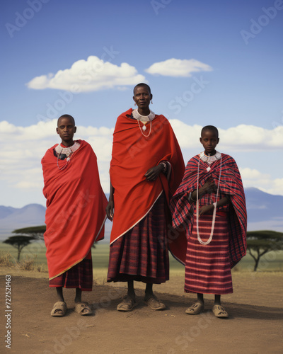 The Maasai Lifestyle: Living in Traditional Maasai Villages near the Ngorongoro Conservation Area, Tanzania. Explore the Rich Cultural Heritage of East Africa's Indigenous People. photo