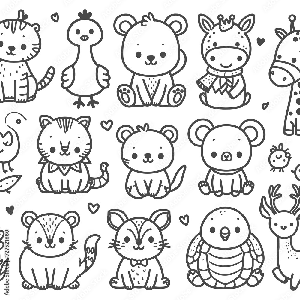 Animals thin line vector icon set hand drawn vector illustration generated by Ai