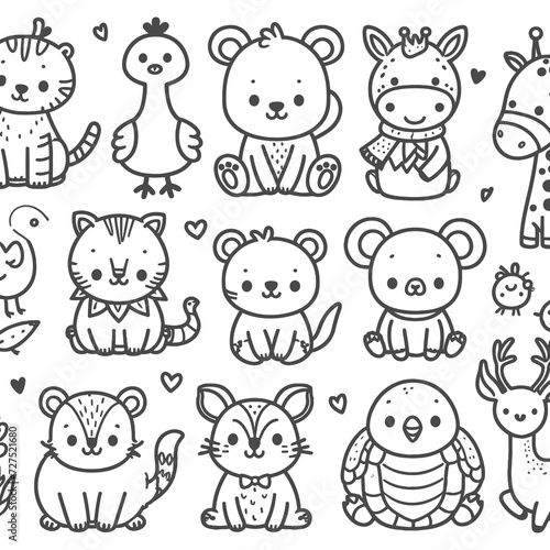 Animals thin line vector icon set hand drawn vector illustration generated by Ai