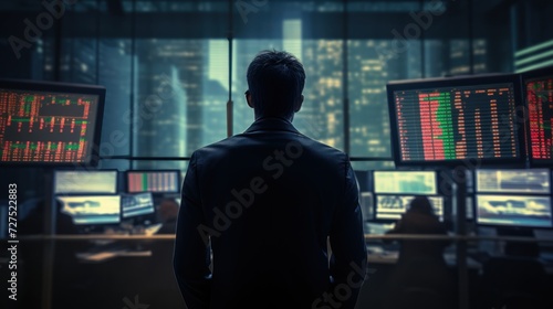 A trader concentrate focusing on computer screen in work.