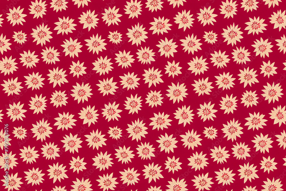Crimson Canvas: Golden Floral Array Crimson Canvas: Golden Floral Array