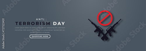 Anti Terrorism Day Paper cut style Vector Design Illustration for Background, Poster, Banner, Advertising, Greeting Card
