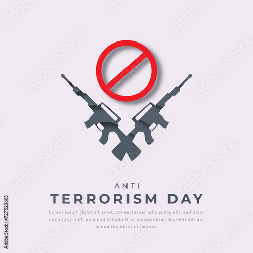 Anti Terrorism Day Paper cut style Vector Design Illustration for Background, Poster, Banner, Advertising, Greeting Card
