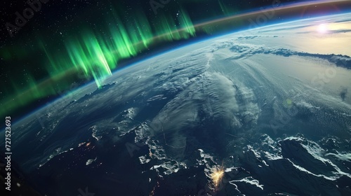 Beautiful northern lights viewed from space.