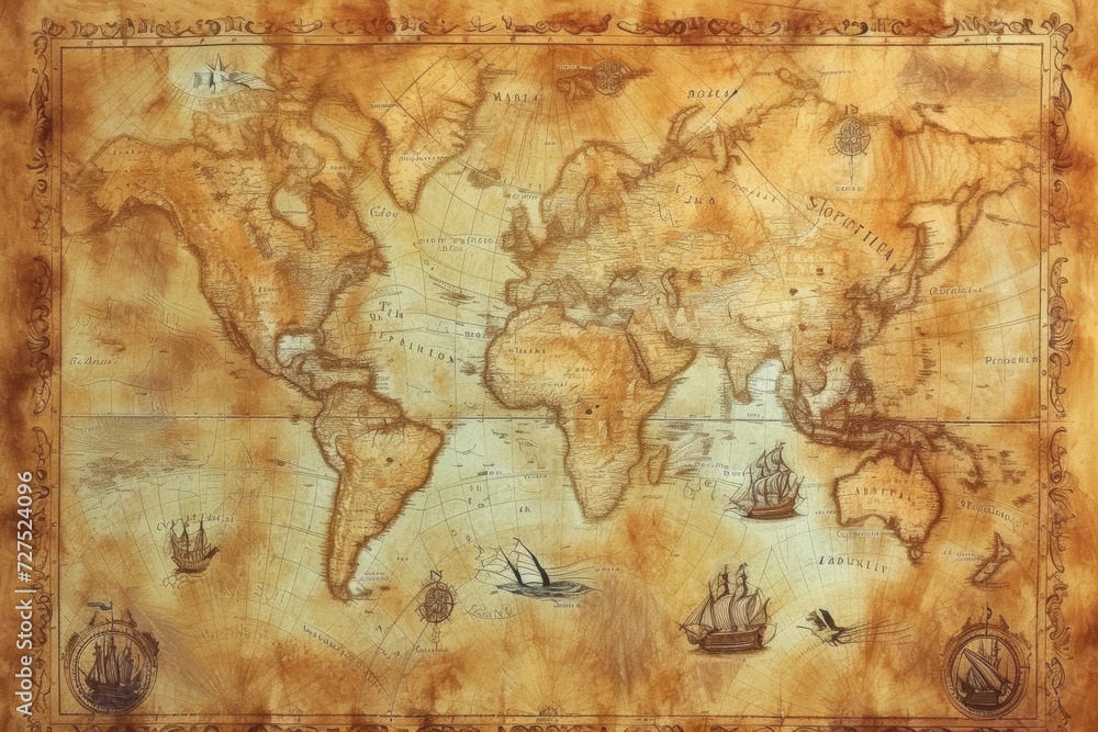 Obraz premium This vintage map evokes the age of exploration with its detailed coastlines and ornate compass roses, a window into a bygone era.