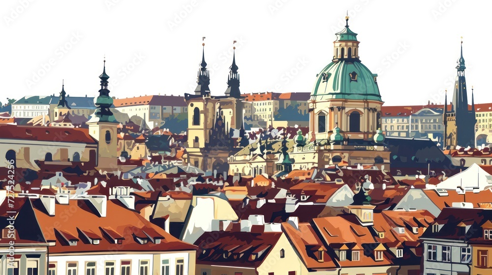 Artistic illustration of Prague city. Czech Republic in Europe.