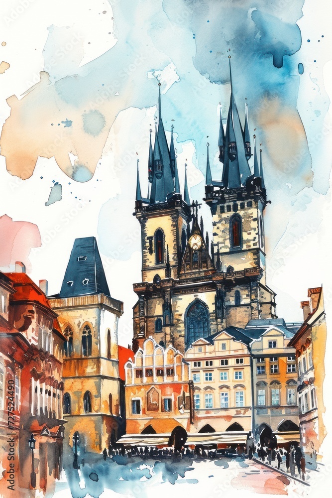Obraz premium Artistic illustration of Prague city. Czech Republic in Europe.