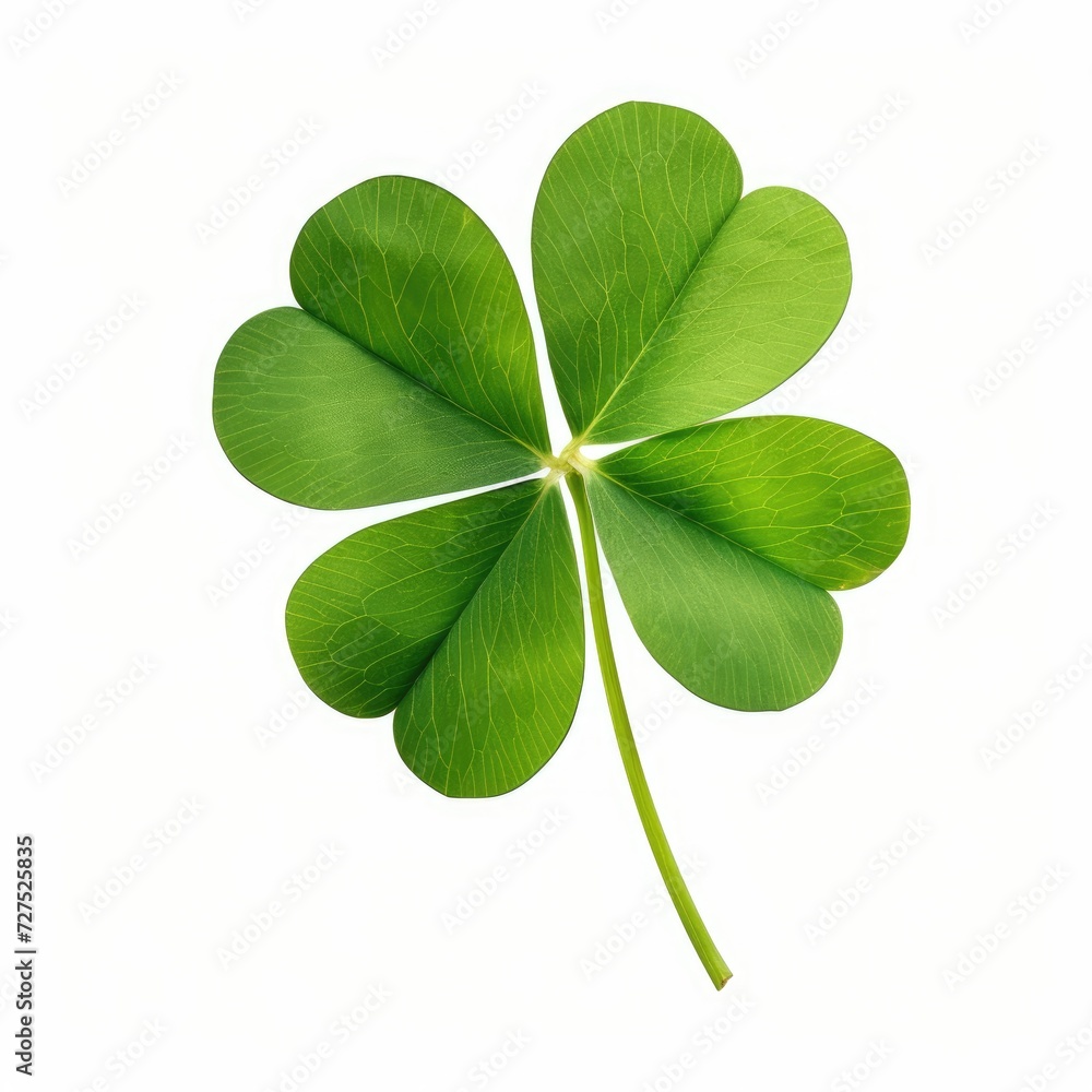 Lucky Irish four-leaf clover charm isolated on white background for fortune concepts, Ai Generated. Lucky Irish four-leaf clover charm isolated on white background for fortune concepts, Ai Generated.