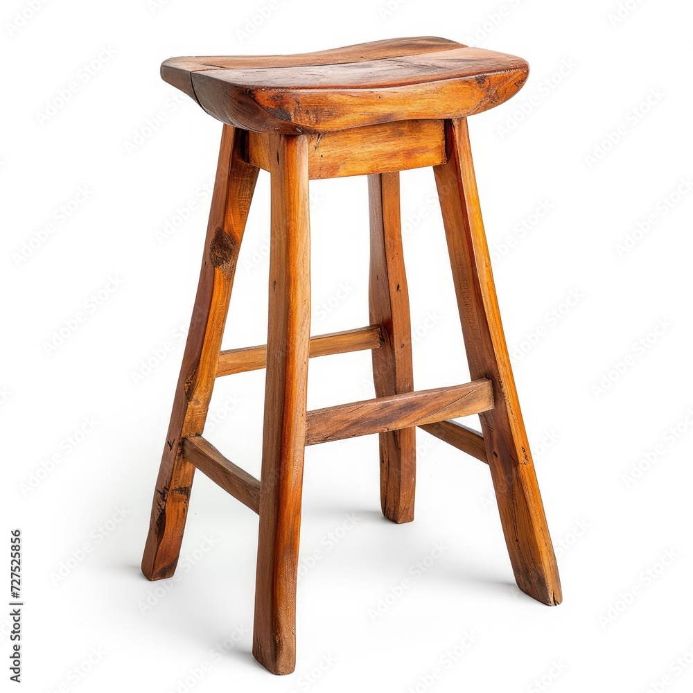 Wooden barstool isolated on white background, perfect for rustic interior designs, Ai Generated. Wooden barstool isolated on white background, perfect for rustic interior designs, Ai Generated.