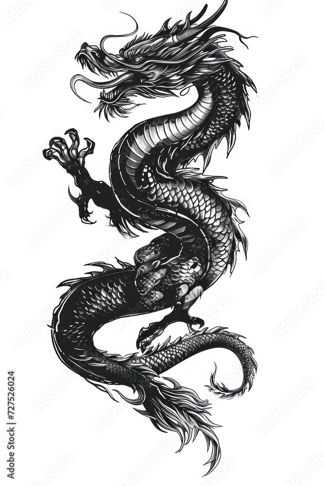 Obraz premium Tatton design of Chinese zodiac dragon as the mythical animal in Eastern Asia culture.
