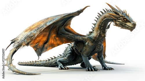 Vector illustration clipart of dragon over white background. © Joyce