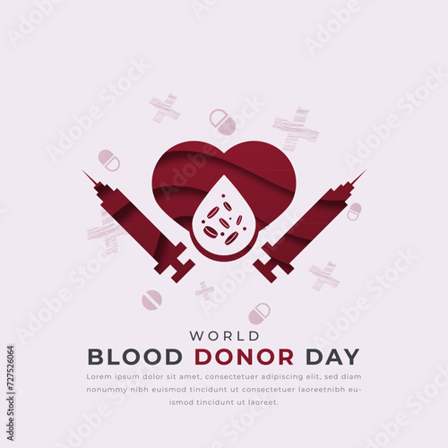 World Blood Donor Day Paper cut style Vector Design Illustration for Background, Poster, Banner, Advertising, Greeting Card