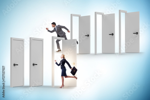 Business people and many doors of opportunities