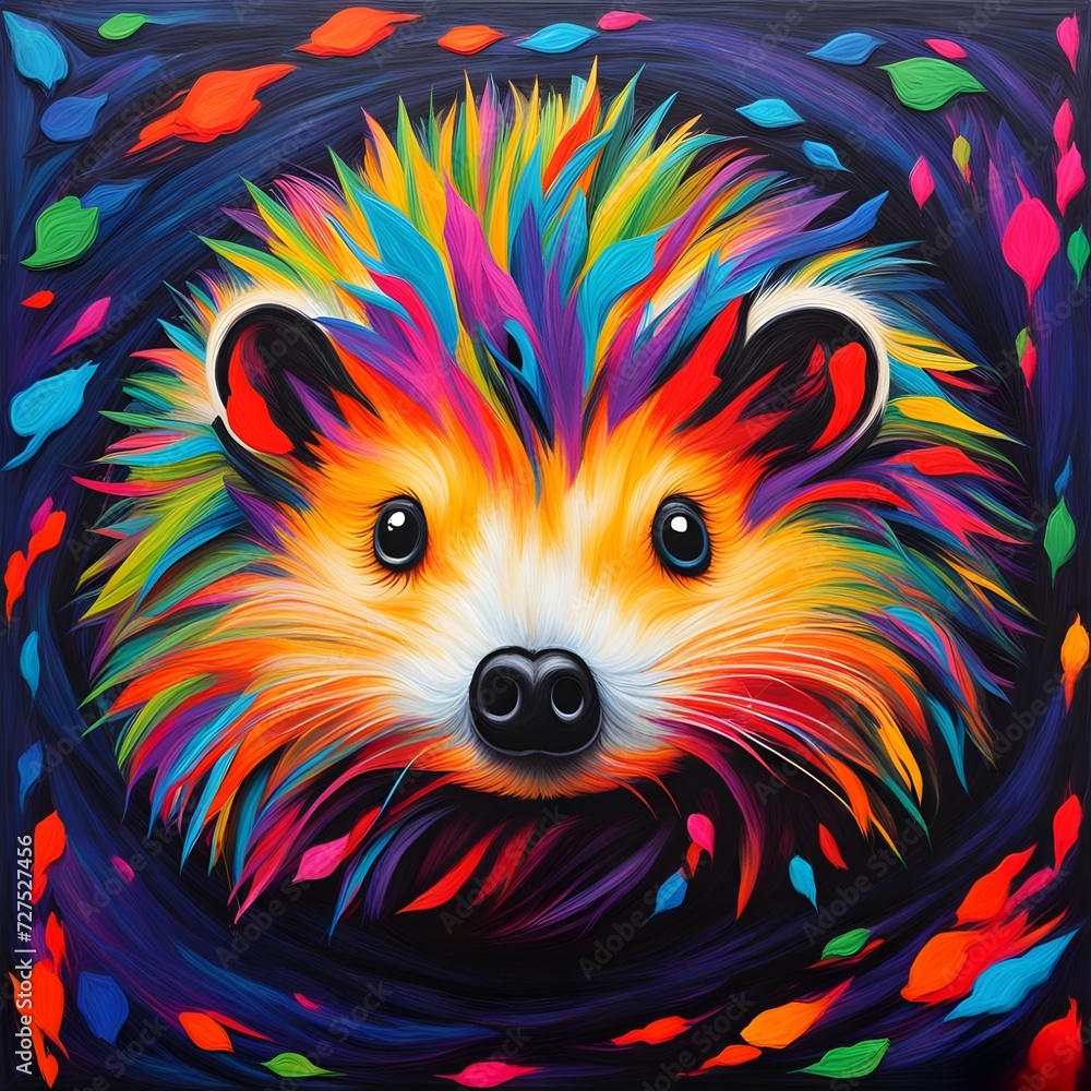 Electric Hedgehog: Colorful Wildlife Art