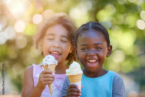 Joyful Children Embrace Summer with Ice Cream and Laughter