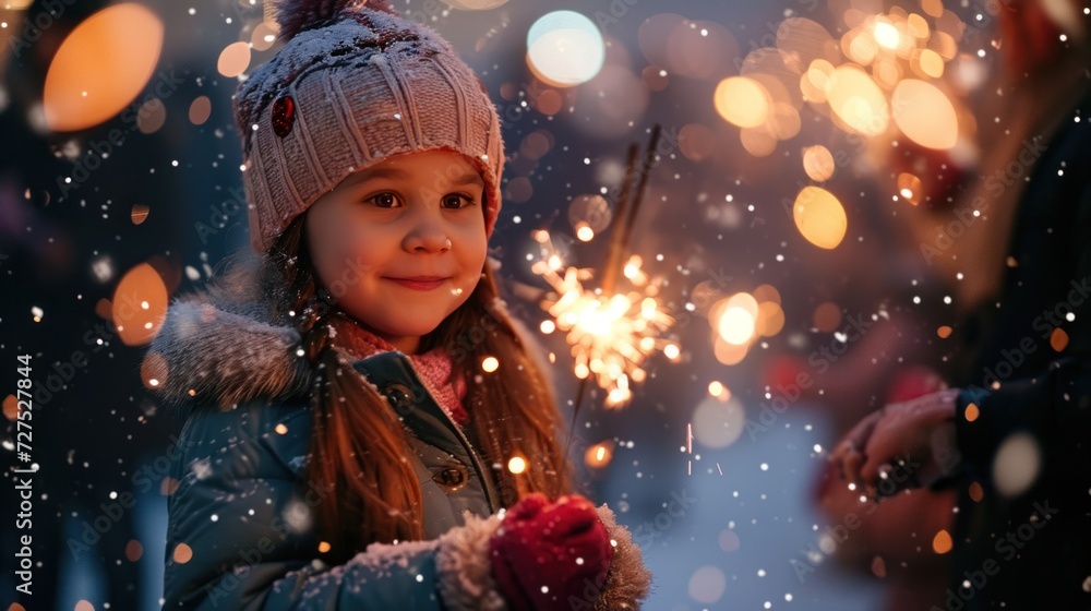 Little girl play with sparkler fireworks in holiday celebration event party. Little girl play with sparkler fireworks in holiday celebration event party.