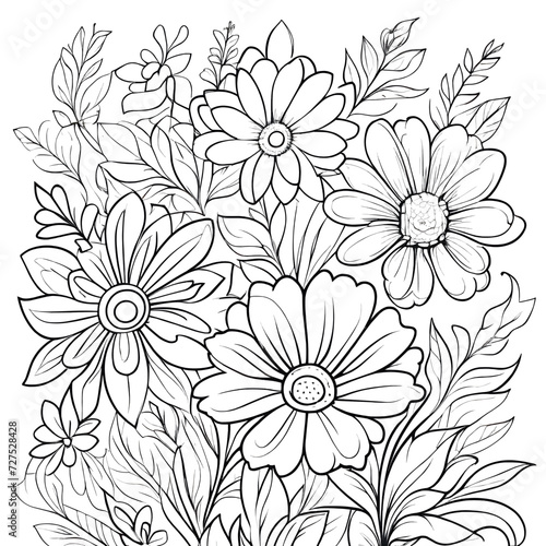 Floral coloring book pages for children and adults 