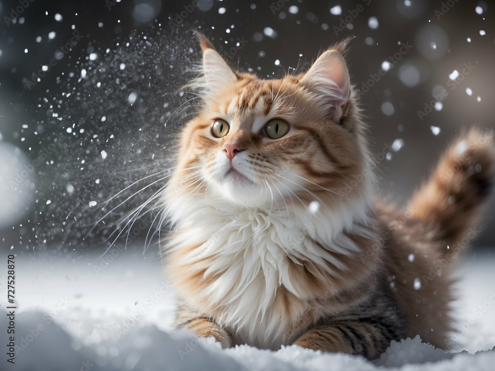 cat on the snow