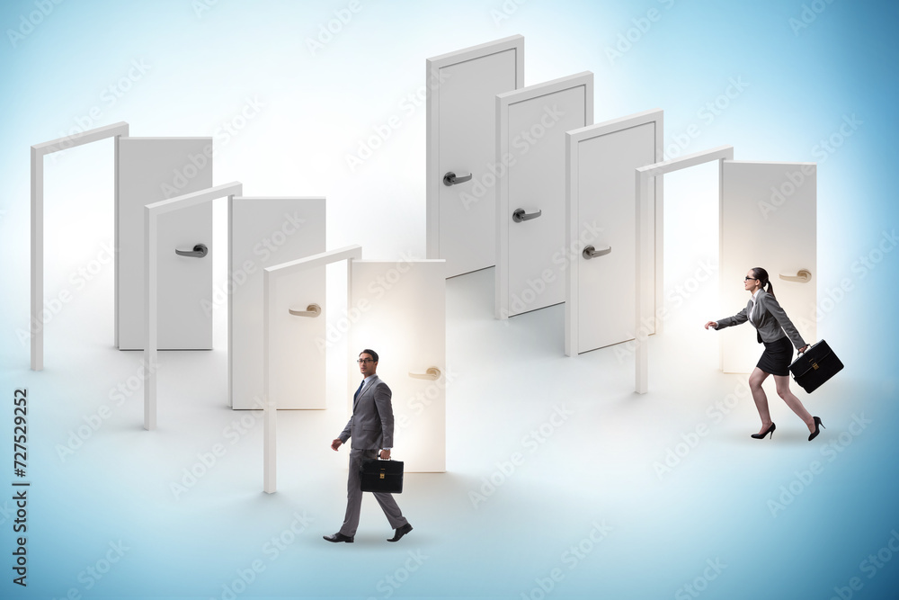 Business people and many doors of opportunities Business people and many doors of opportunities