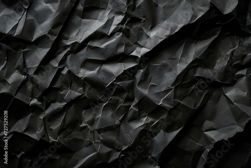 Black creased crumpled paper background grunge texture backdrop