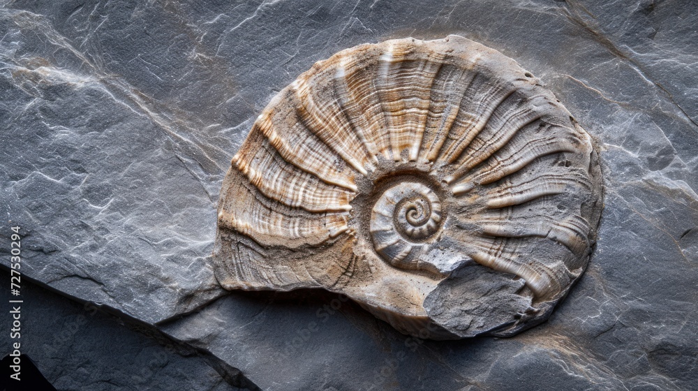 Prehistoric fossil of a conch in a rock stone. Prehistoric fossil of a conch in a rock stone.