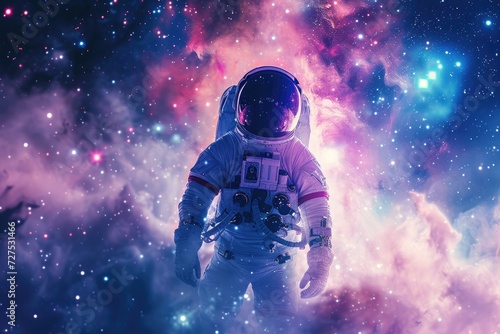 Astronaut in outer space. Science fiction.