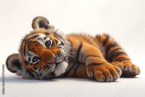 tiger cub on white background