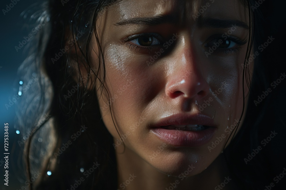 Woman crying, close-up. Woman crying, close-up.
