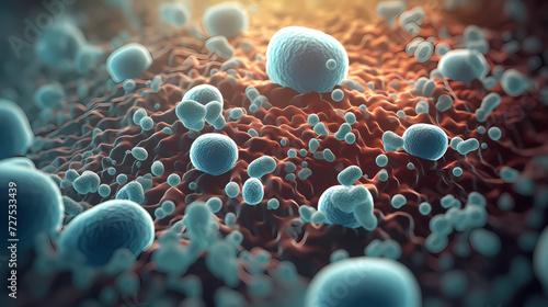 Macroscopic observation of organisms bacteria and cells and viruses under laboratory microscope