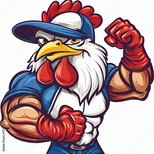 rooster big muscles cartoon © opom