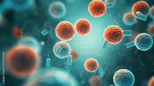 Macroscopic observation of organisms bacteria and cells and viruses under laboratory microscope