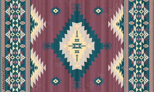 American tribal ethnic native pattern.Traditional Navajo,Aztec,Apache,Southwest and Mexican style fabric pattern.Abstract vector motifs pattern.For fabric,clothing,blanket,carpet,woven,wrap,decoration