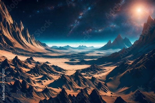 Fantastic space nature landscape background, generative ai 