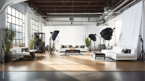 Professional photo shoot environment with high-end equipment photo