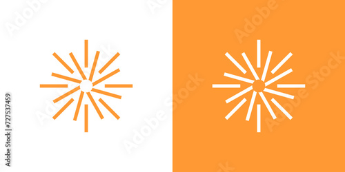 Sun light logo spark line star burst firework icon isolated