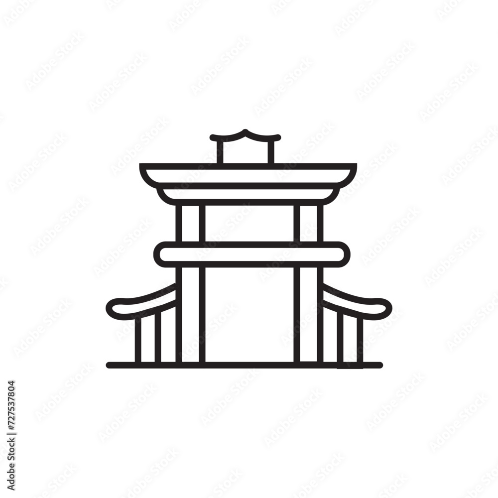 Chinese gate line icon, traditional or traditional Chinese icon. vector eps 10 Chinese gate line icon, traditional or traditional Chinese icon. vector eps 10